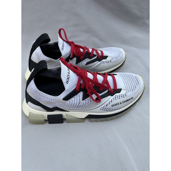 Dolce & Gabbana Low-Top Knit Sneakers White/Black/Red Lace-Up Breathable CS1822 main image 8
